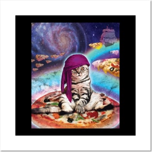 Space Pizza Cat Galaxy T-Shirt Posters and Art